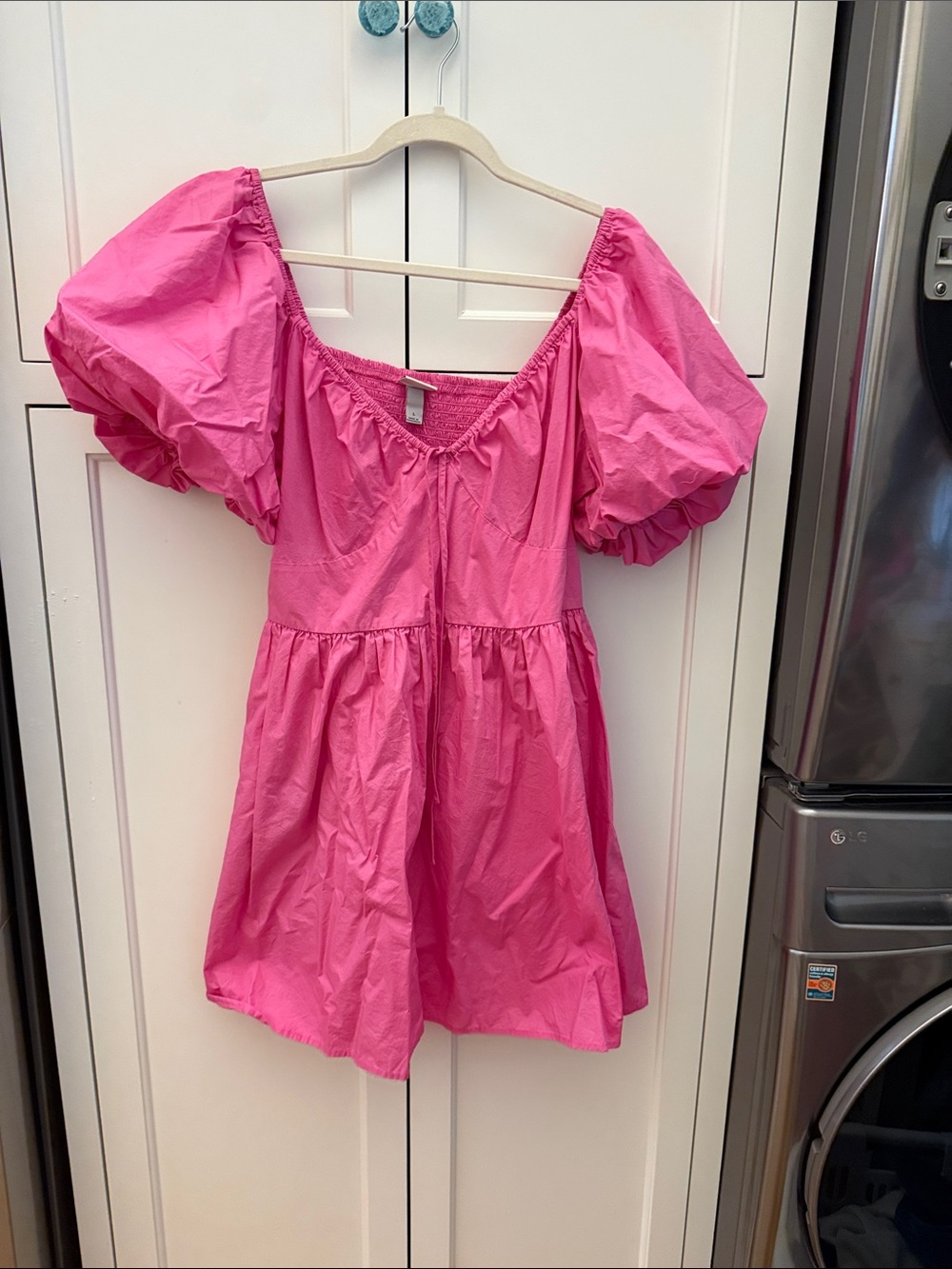 a new day Hot Pink Puff-Sleeve Babydoll Tunic